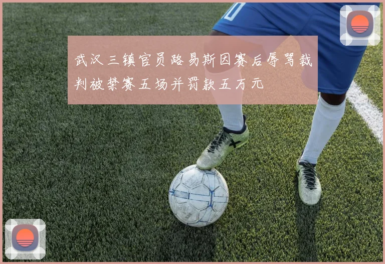 武汉三镇官员路易斯因赛后辱骂裁判被禁赛五场并罚款五万元